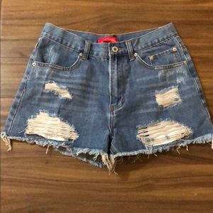 Distressed Denim Shorts